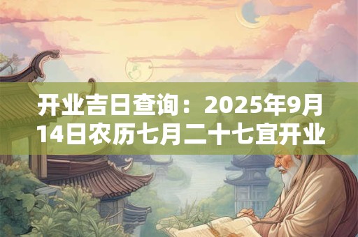 开业吉日查询：2025年9月14日农历七月二十七宜开业吗