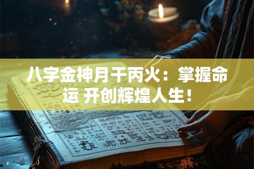 八字金神月干丙火:掌握命运 开创辉煌人生! 八字金神月干丙火:掌握命运 开创辉煌人生!