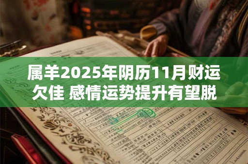 详细阅读:属羊2025年阴历11月财运欠佳 感情运势提升有望脱单 属羊2025年阴历11月财运欠佳 感情运势提升有望脱单