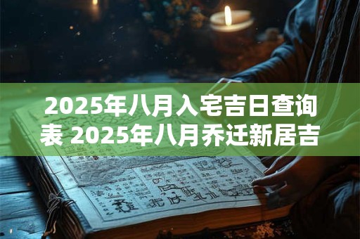 2025年八月入宅吉日查询表 2025年八月乔迁新居吉日