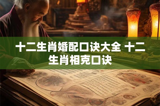 十二生肖婚配口诀大全 十二生肖相克口诀