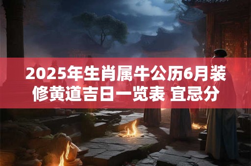 2025年生肖属牛公历6月装修黄道吉日一览表 宜忌分析