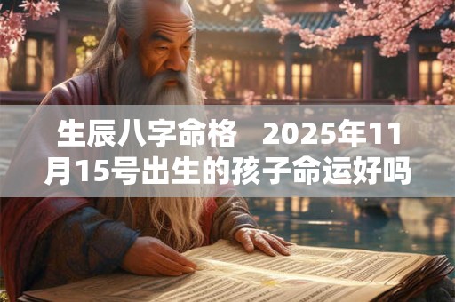 详细阅读:生辰八字命格 2025年11月15号出生的孩子命运好吗 生辰八字命格 2025年11月15号出生的孩子命运好吗