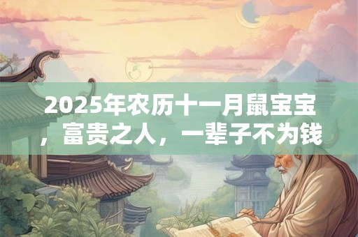 2025年农历十一月鼠宝宝，富贵之人，一辈子不为钱财担忧