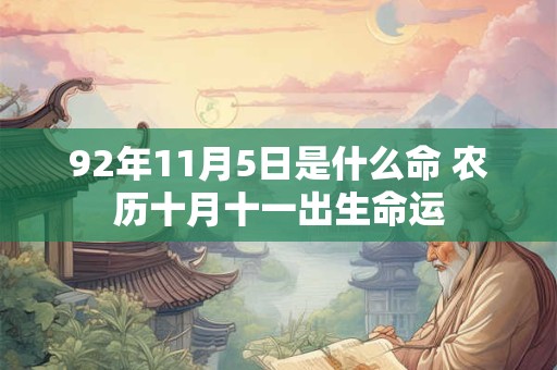 92年11月5日是什么命 农历十月十一出生命运
