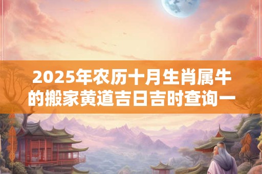 2025年农历十月生肖属牛的搬家黄道吉日吉时查询一览表