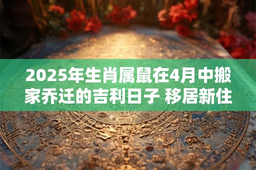 2025年生肖属鼠在4月中搬家乔迁的吉利日子 移居新住处好吗