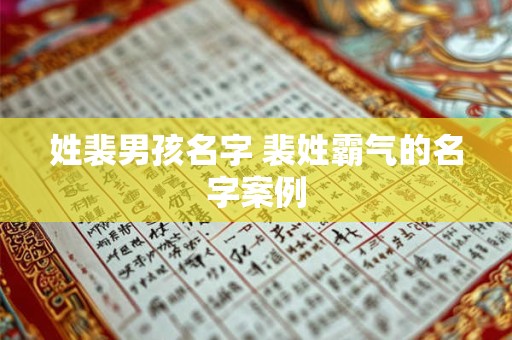 姓裴男孩名字 裴姓霸气的名字案例
