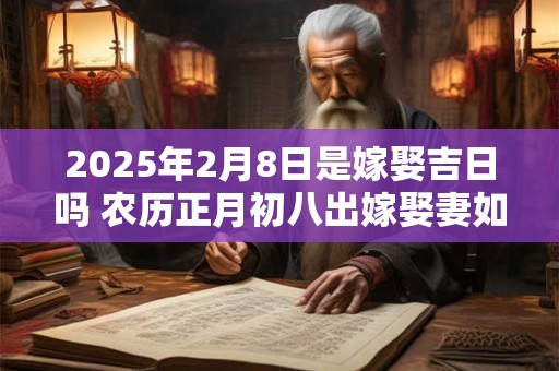 详细阅读:2025年2月8日是嫁娶吉日吗 农历正月初八出嫁娶妻如何 2025年2月8日是嫁娶吉日吗 农历正月初八出嫁娶妻如何