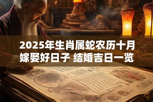 2025年生肖属蛇农历十月嫁娶好日子 结婚吉日一览表