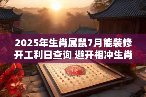 2025年生肖属鼠7月能装修开工利日查询 避开相冲生肖