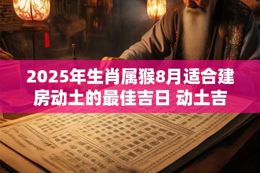 2025年生肖属猴8月适合建房动土的最佳吉日 动土吉利日子