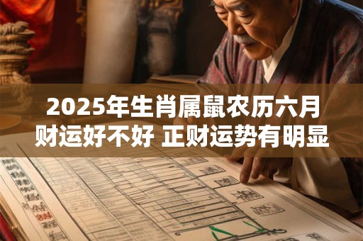 2026年生肖属鼠农历六月财运好不好 正财运势有明显提升