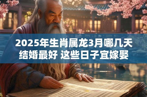 2025年生肖属龙3月哪几天结婚最好 这些日子宜嫁娶