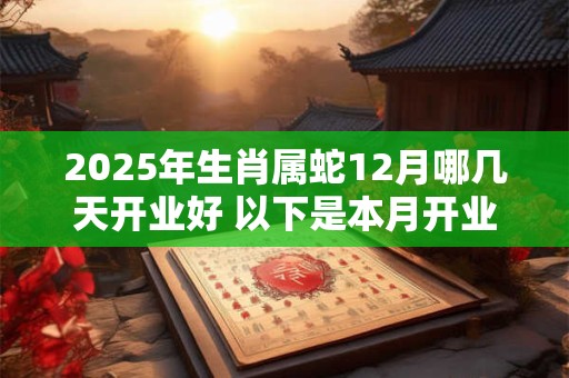 2025年生肖属蛇12月哪几天开业好 以下是本月开业好日子