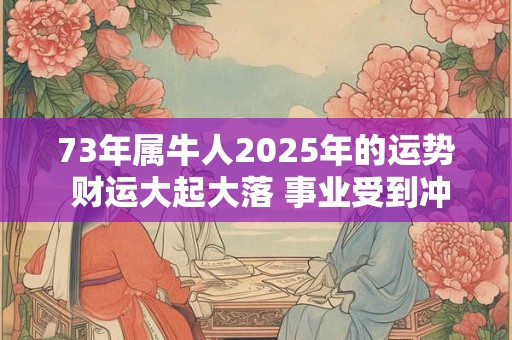 详细阅读:73年属牛人2025年的运势 财运大起大落 事业受到冲击 73年属牛人2025年的运势 财运大起大落 事业受到冲击