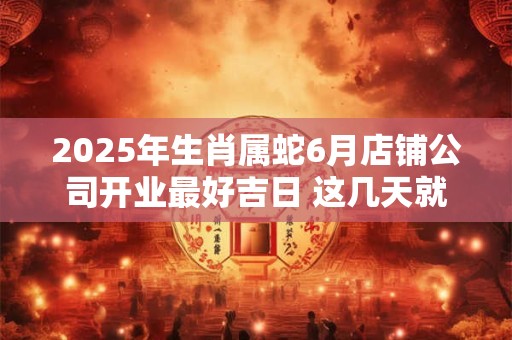 2025年生肖属蛇6月店铺公司开业最好吉日 这几天就不错
