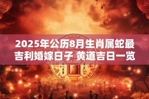 2025年公历8月生肖属蛇最吉利婚嫁日子 黄道吉日一览表