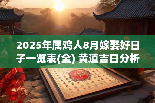 2025年属鸡人8月嫁娶好日子一览表(全) 黄道吉日分析