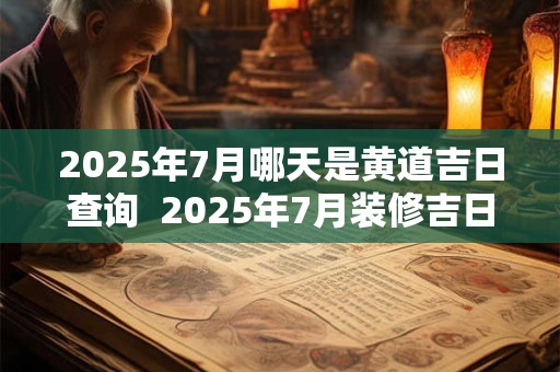 2025年7月哪天是黄道吉日查询  2025年7月装修吉日