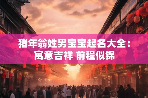 猪年翁姓男宝宝起名大全:寓意吉祥 前程似锦 猪年翁姓男宝宝起名大全:寓意吉祥 前程似锦