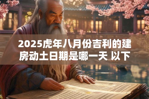 2025虎年八月份吉利的建房动土日期是哪一天 以下都是好日子