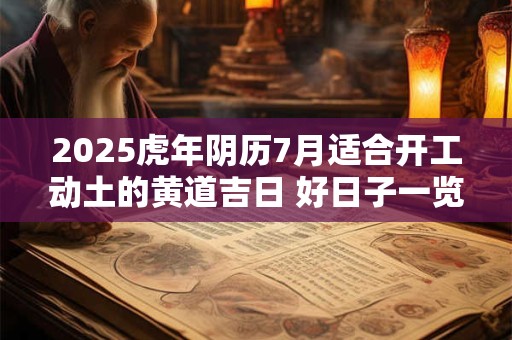 2025虎年阴历7月适合开工动土的黄道吉日 好日子一览表