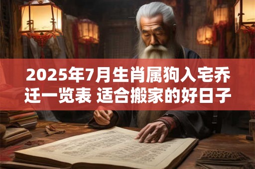 2025年7月生肖属狗入宅乔迁一览表 适合搬家的好日子