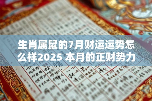 生肖属鼠的7月财运运势怎么样2025 本月的正财势力强盛