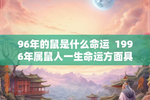 96年的鼠是什么命运  1996年属鼠人一生命运方面具体概括