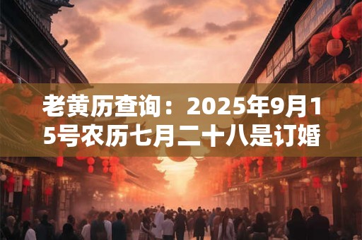 老黄历查询：2025年9月15号农历七月二十八是订婚好日子吗