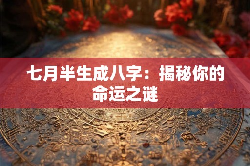 七月半生成八字:揭秘你的命运之谜 七月半生成八字:揭秘你的命运之谜