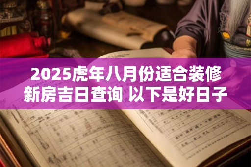 2025虎年八月份适合装修新房吉日查询 以下是好日子