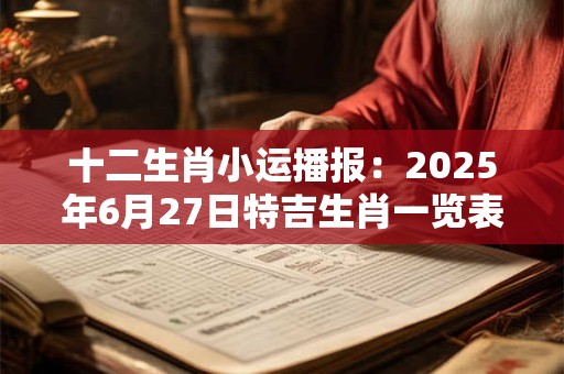 十二生肖小运播报：2025年6月27日特吉生肖一览表