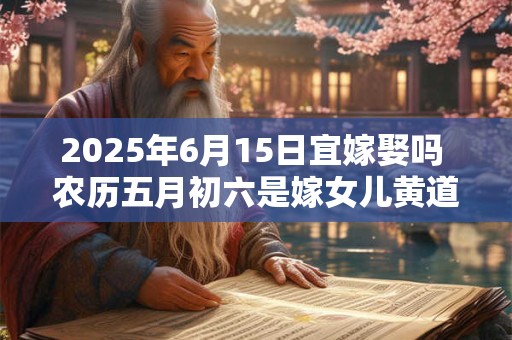 详细阅读:2025年6月15日宜嫁娶吗 农历五月初六是嫁女儿黄道吉日吗 2025年6月15日宜嫁娶吗 农历五月初六是嫁女儿黄道吉日吗