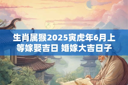 生肖属猴2025寅虎年6月上等嫁娶吉日 婚嫁大吉日子
