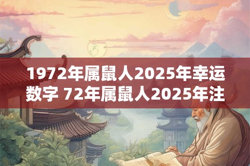 详细阅读:1972年属鼠人2025年幸运数字 72年属鼠人2025年注意事项 1972年属鼠人2025年幸运数字 72年属鼠人2025年注意事项