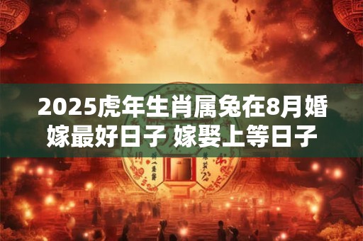 2025虎年生肖属兔在8月婚嫁最好日子 嫁娶上等日子
