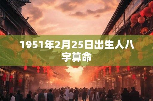 1951年2月25日出生人八字算命 1951年2月25日出生人八字算命