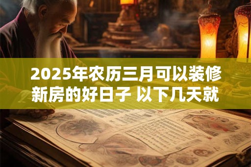2025年农历三月可以装修新房的好日子 以下几天就不错