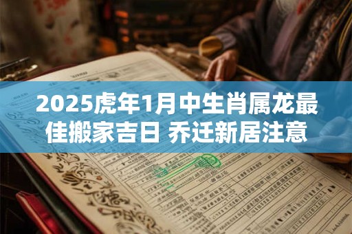 2025虎年1月中生肖属龙最佳搬家吉日 乔迁新居注意事项 2025虎年1月中生肖属龙最佳搬家吉日 乔迁新居注意事项