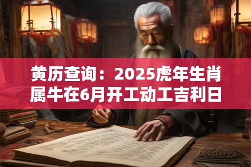 黄历查询：2025虎年生肖属牛在6月开工动工吉利日子