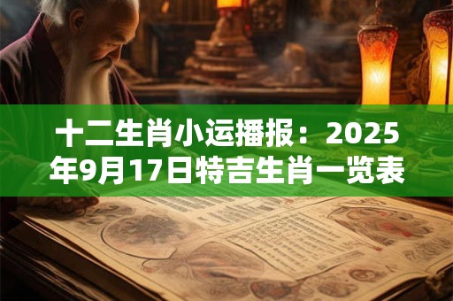 十二生肖小运播报：2025年9月17日特吉生肖一览表