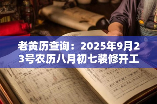 详细阅读:老黄历查询:2025年9月23号农历八月初七装修开工好吗 老黄历查询:2025年9月23号农历八月初七装修开工好吗