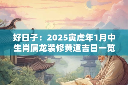 好日子：2025寅虎年1月中生肖属龙装修黄道吉日一览表？