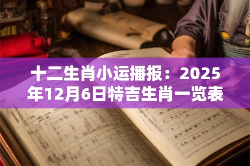 十二生肖小运播报：2025年12月6日特吉生肖一览表