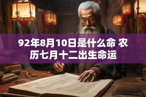 92年8月10日是什么命 农历七月十二出生命运