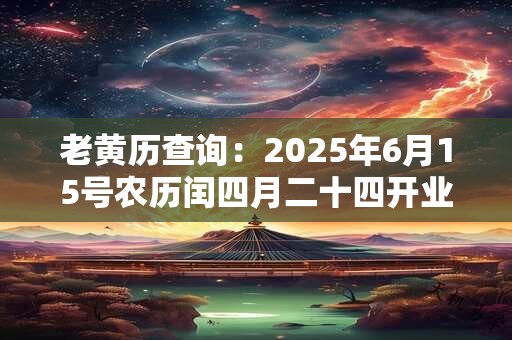 老黄历查询：2025年6月15号农历闰四月二十四开业好吗