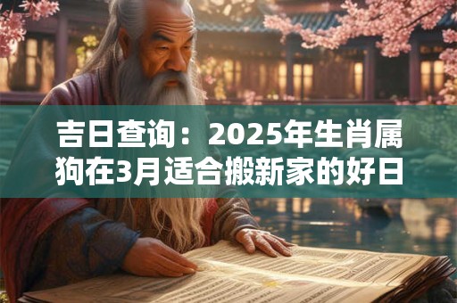 吉日查询：2025年生肖属狗在3月适合搬新家的好日子