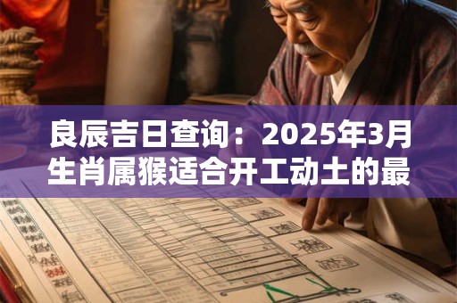 良辰吉日查询：2025年3月生肖属猴适合开工动土的最佳吉日